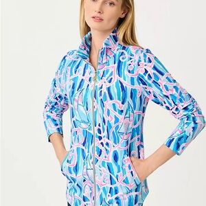 Lilly Pulitzer skipper Leona Zip-up popover Jacket nautical anchor Large